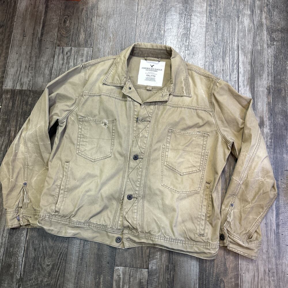 American Eagle Military Field Jacket Men Size 2XL Distress